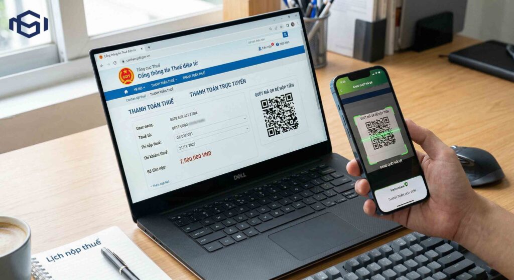 Hướng dẫn thao tác kê khai thuế điện tử và nộp tiền thuế trực tuyến. Tiết kiệm thời gian với tính năng quét mã QR thanh toán trên Cổng thông tin Thuế.